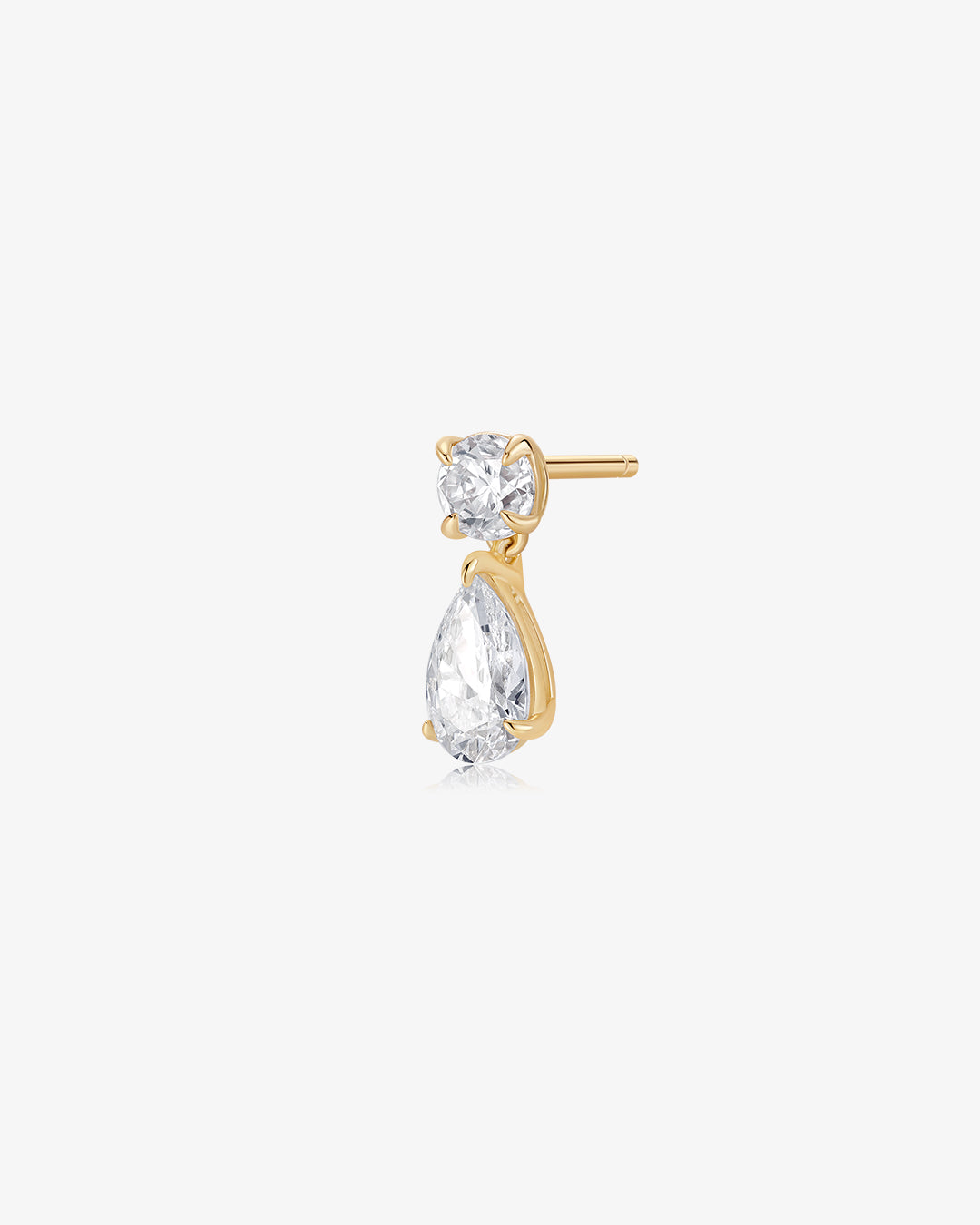 Drop Pear & Round Lab Grown Diamond Single Stud