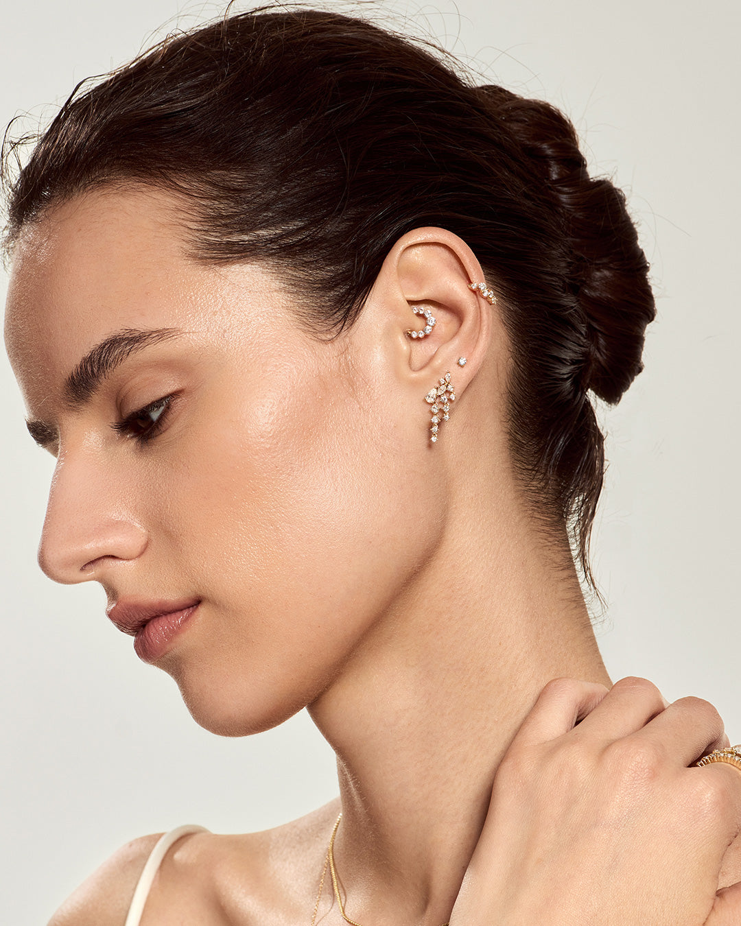 Curved Tassel Bar Lab-Grown Diamond Studs