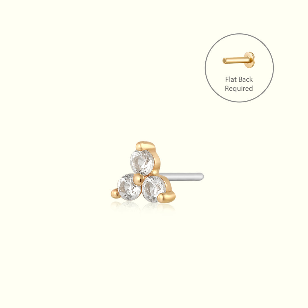 ALESSA | White Sapphire Triple Cluster Threadless Flatback Earring