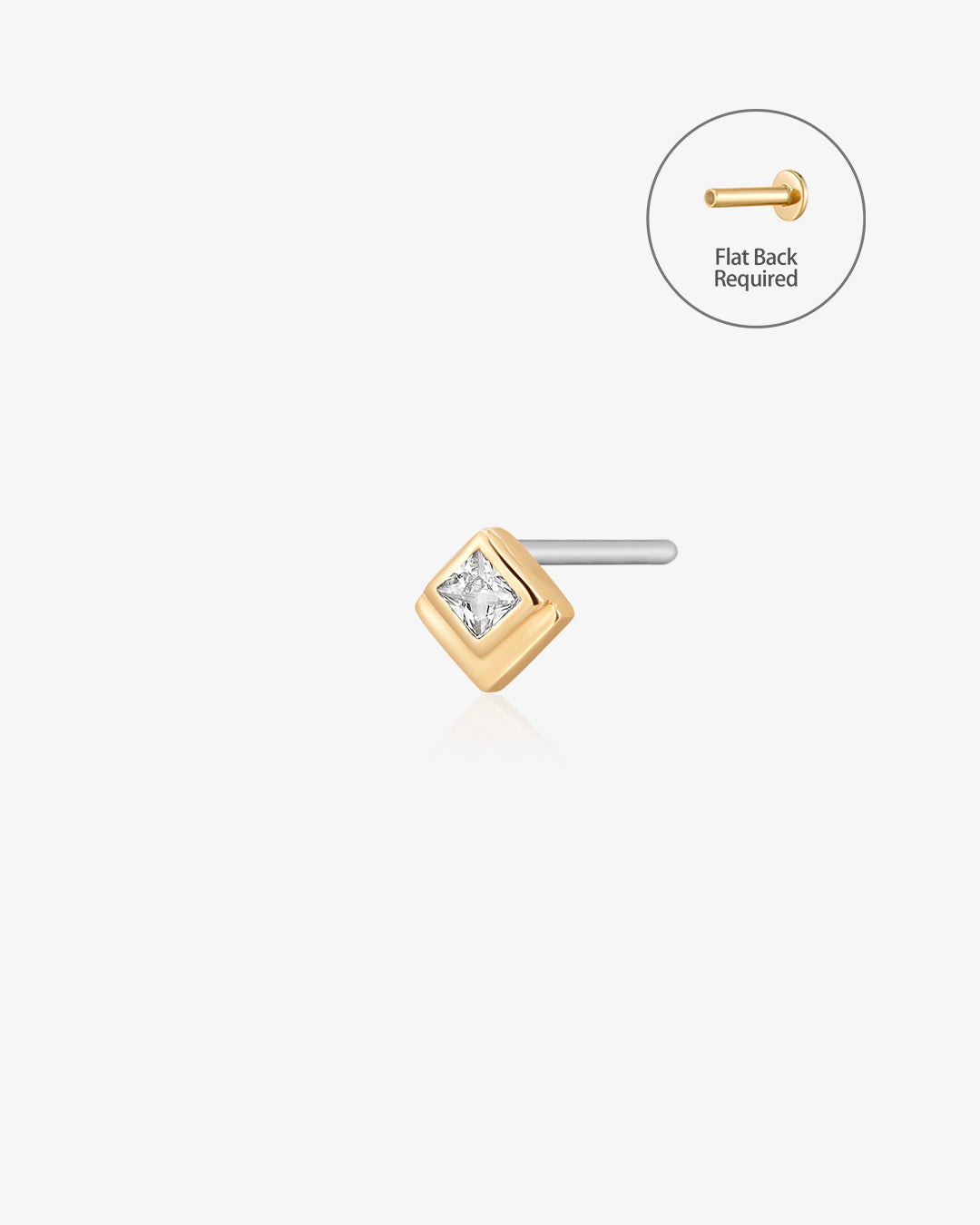 AZTECA | White Sapphire Square Pyramid Threadless Flatback Earring