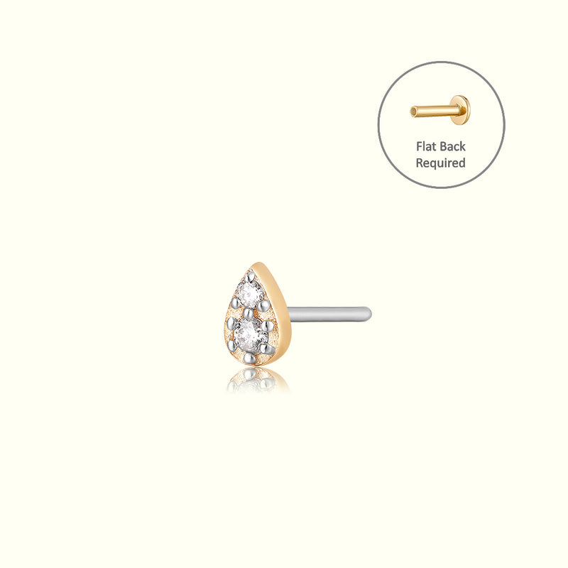 ROSA | Diamond Pave Teardrop Threadless Flatback Earring