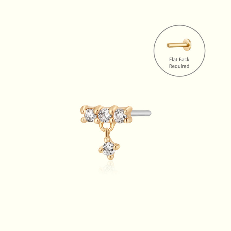 DIANA | Dangling Diamond Threadless Flatback Earring