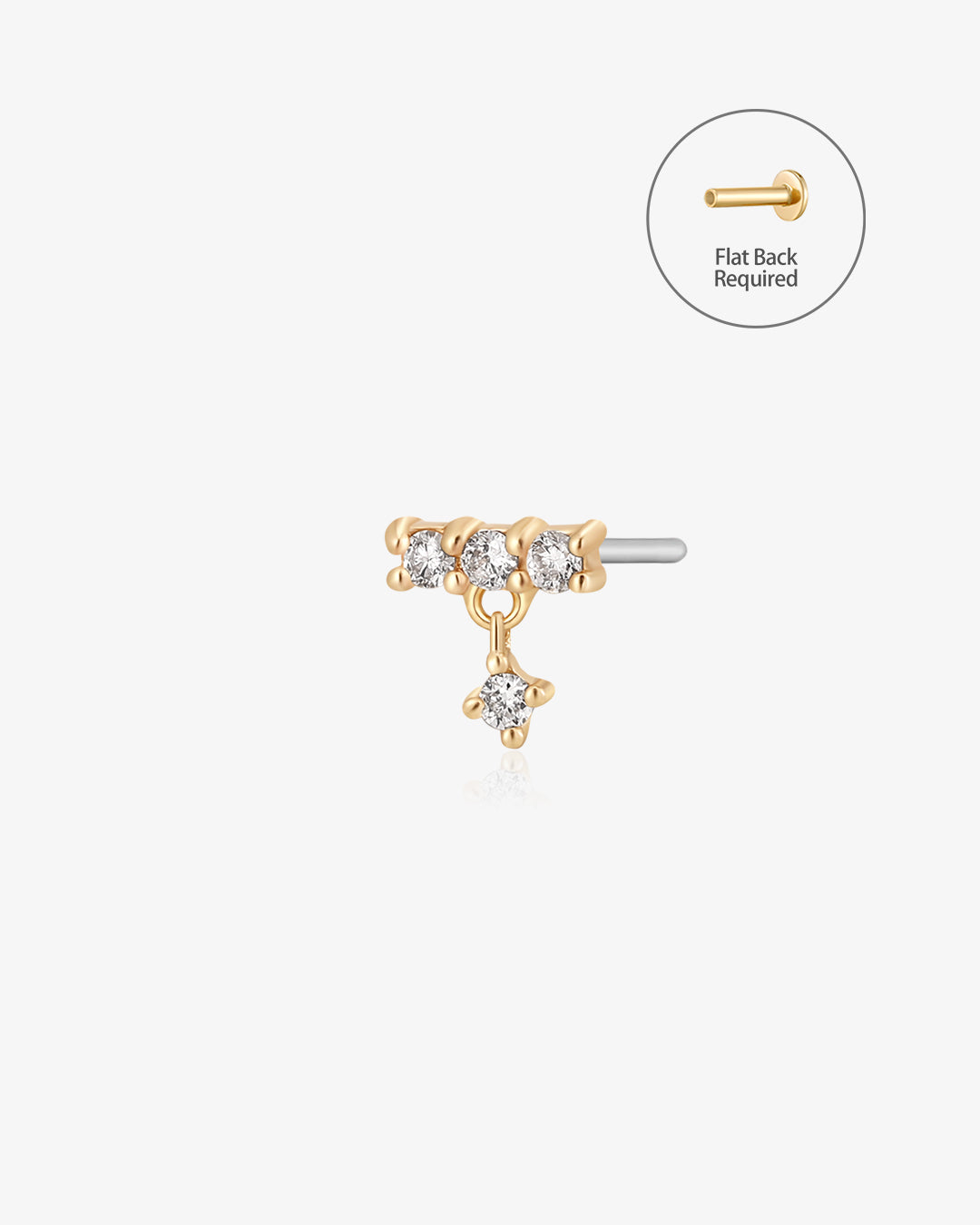 DIANA | Dangling Diamond Threadless Flatback Earring