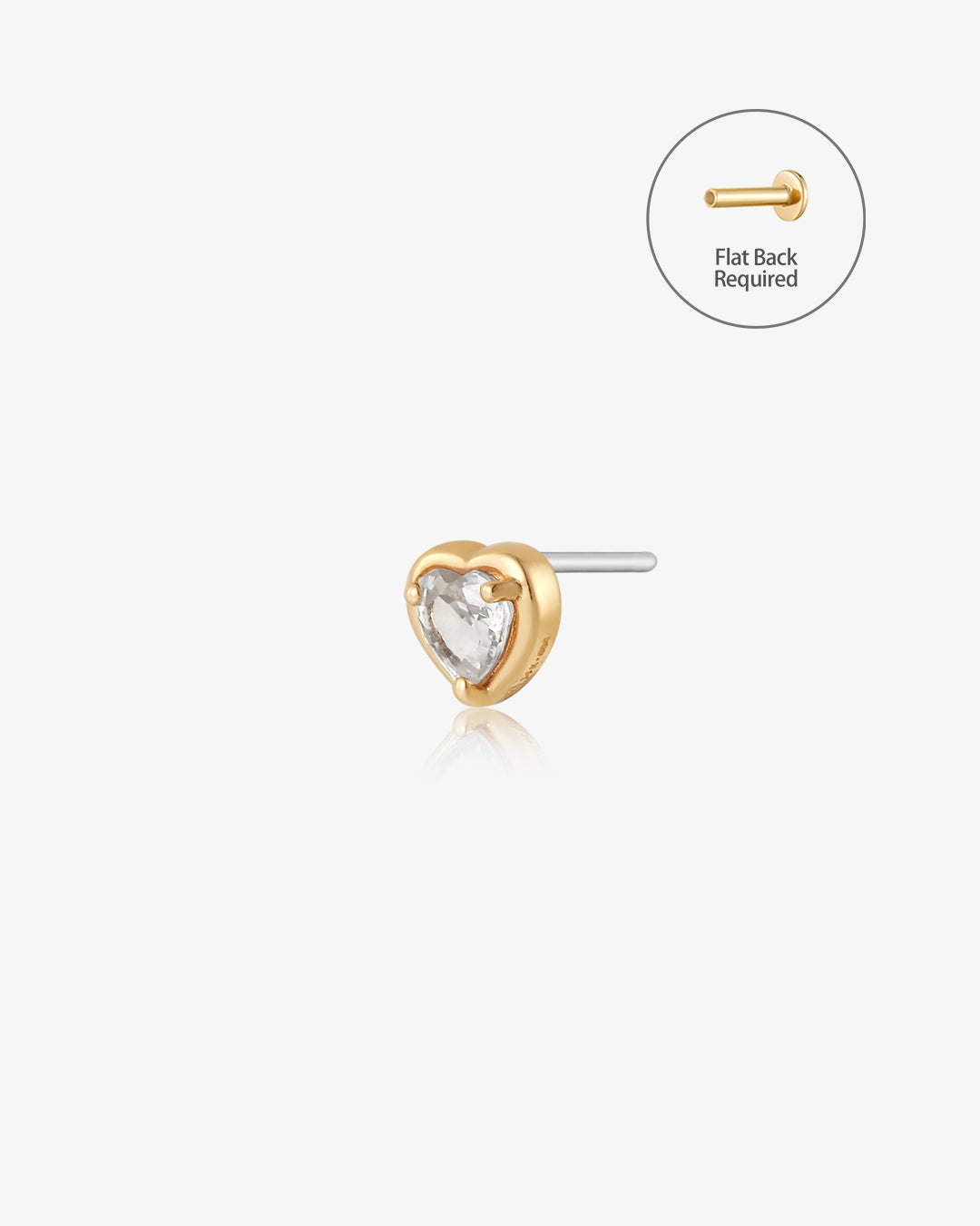 ARABELLA | White Sapphire Heart Threadless Flatback Earring