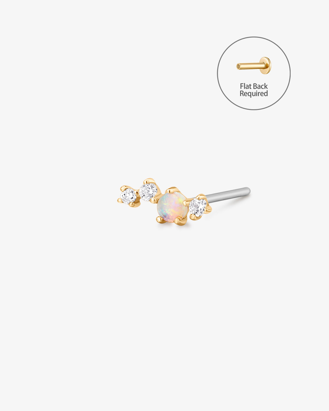 VENUS | Single Opal And Diamond Threadless Flatback Earring