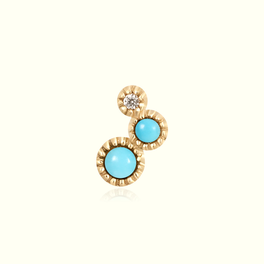 AMIRA | Turquoise & White Sapphire Waterfall Threadless Flatback Earring