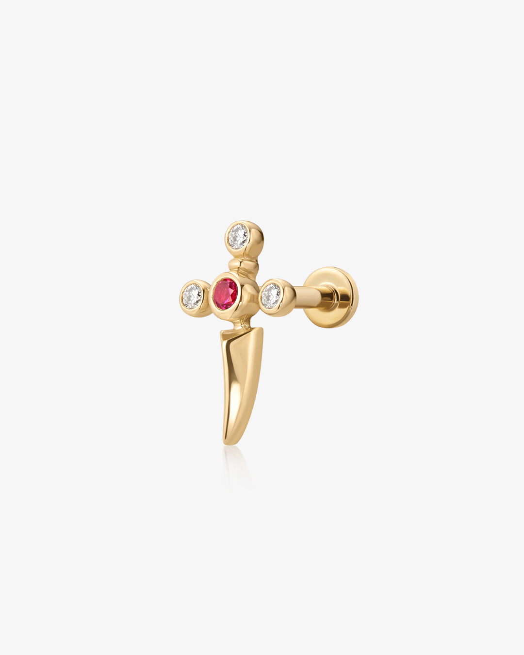 PHINEAS | Lab Grown Diamond & Ruby Dagger Threaded Flatback