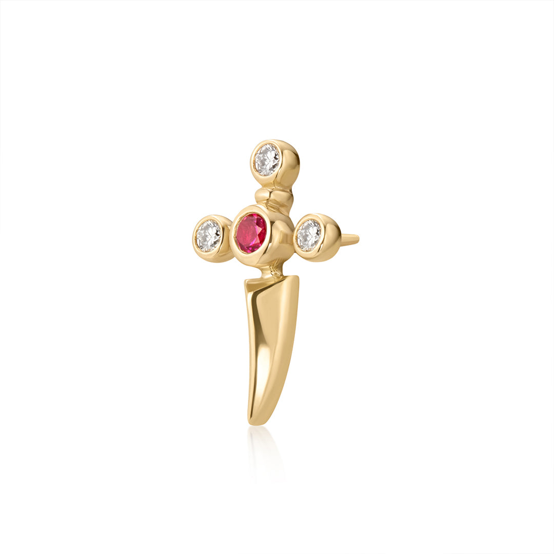 PHINEAS | Lab Grown Diamond & Ruby Dagger Threaded Flatback
