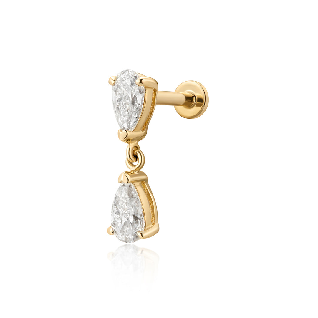 HERMIONE | Double Pear Lab Grown Diamond Threaded Flatback