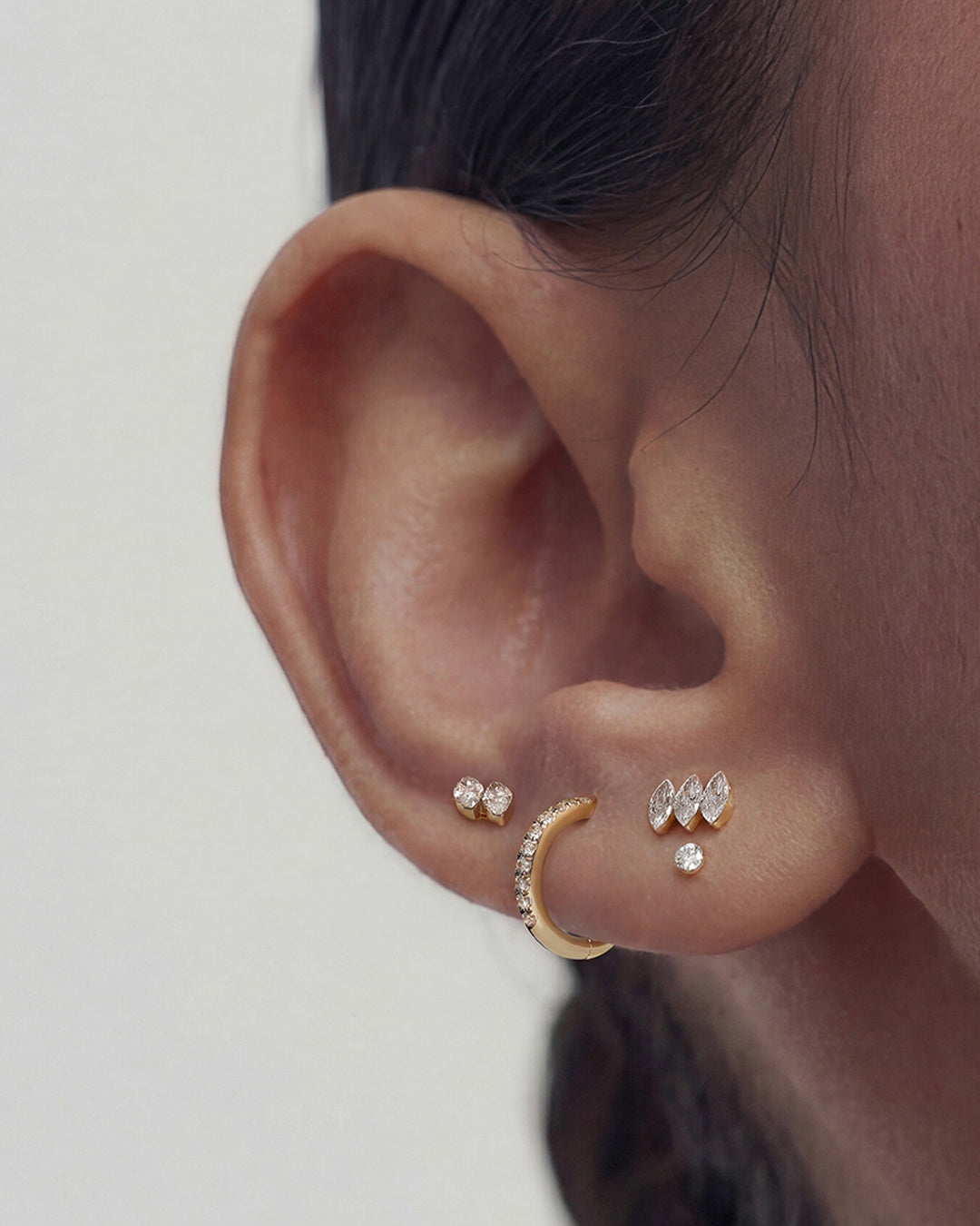 Triple Marquise Lab-Grown Diamond Flatback Stud