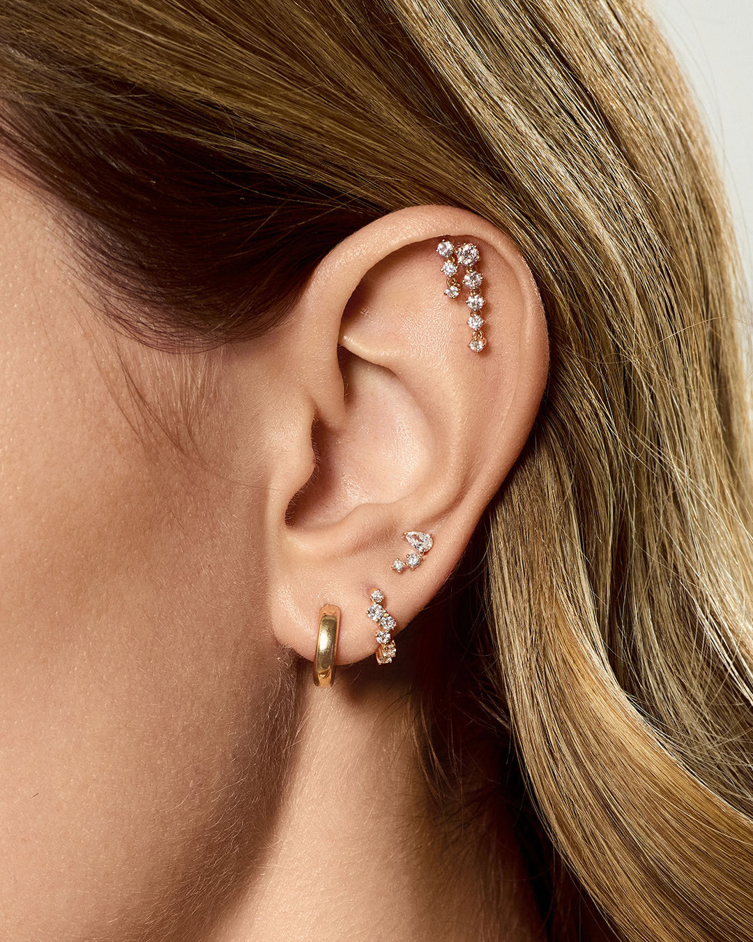 Double Drop Lab-Grown Diamond Flatback Stud