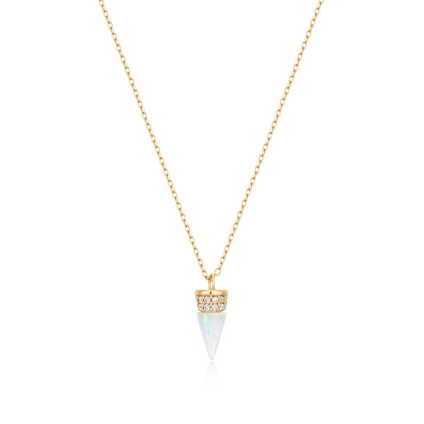 LORETTA | Opal and Lab Grown Diamond Drop Necklace