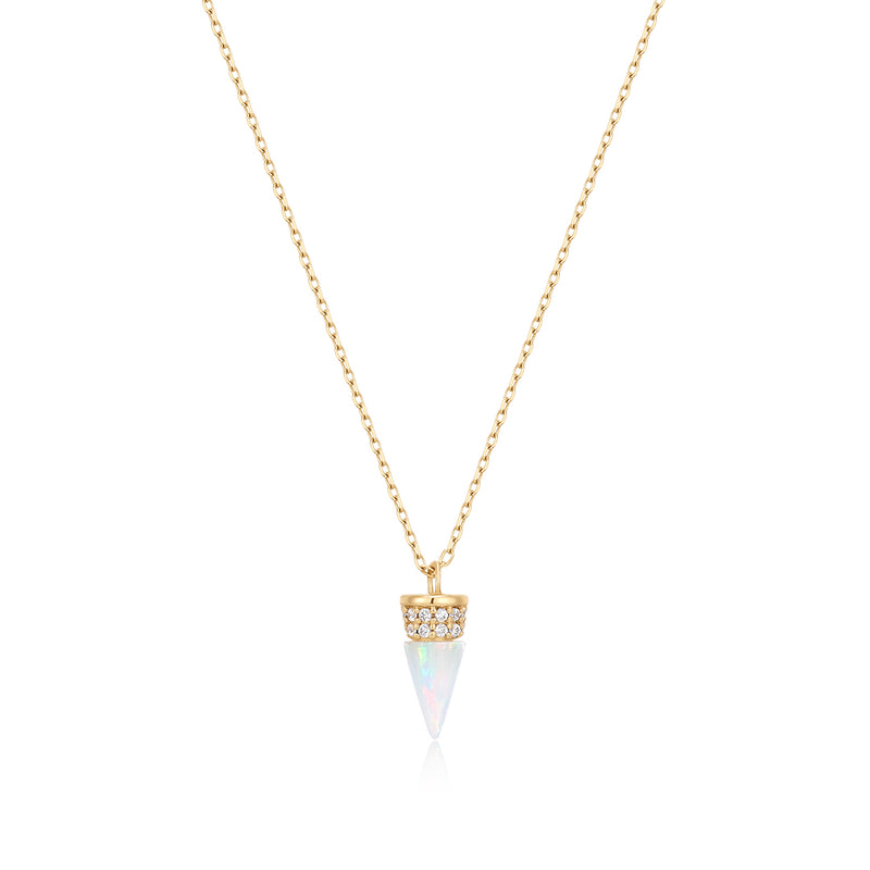 LORETTA | Opal and Lab Grown Diamond Drop Necklace