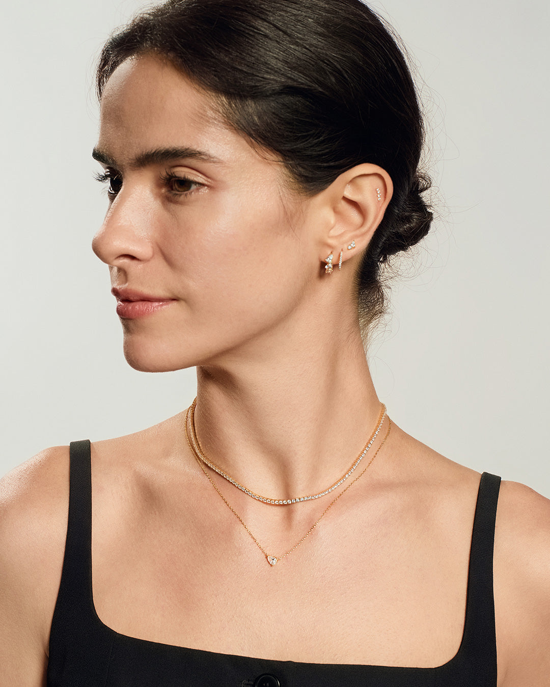 Pear Lab Grown Diamond Solitaire Necklace worn around neck