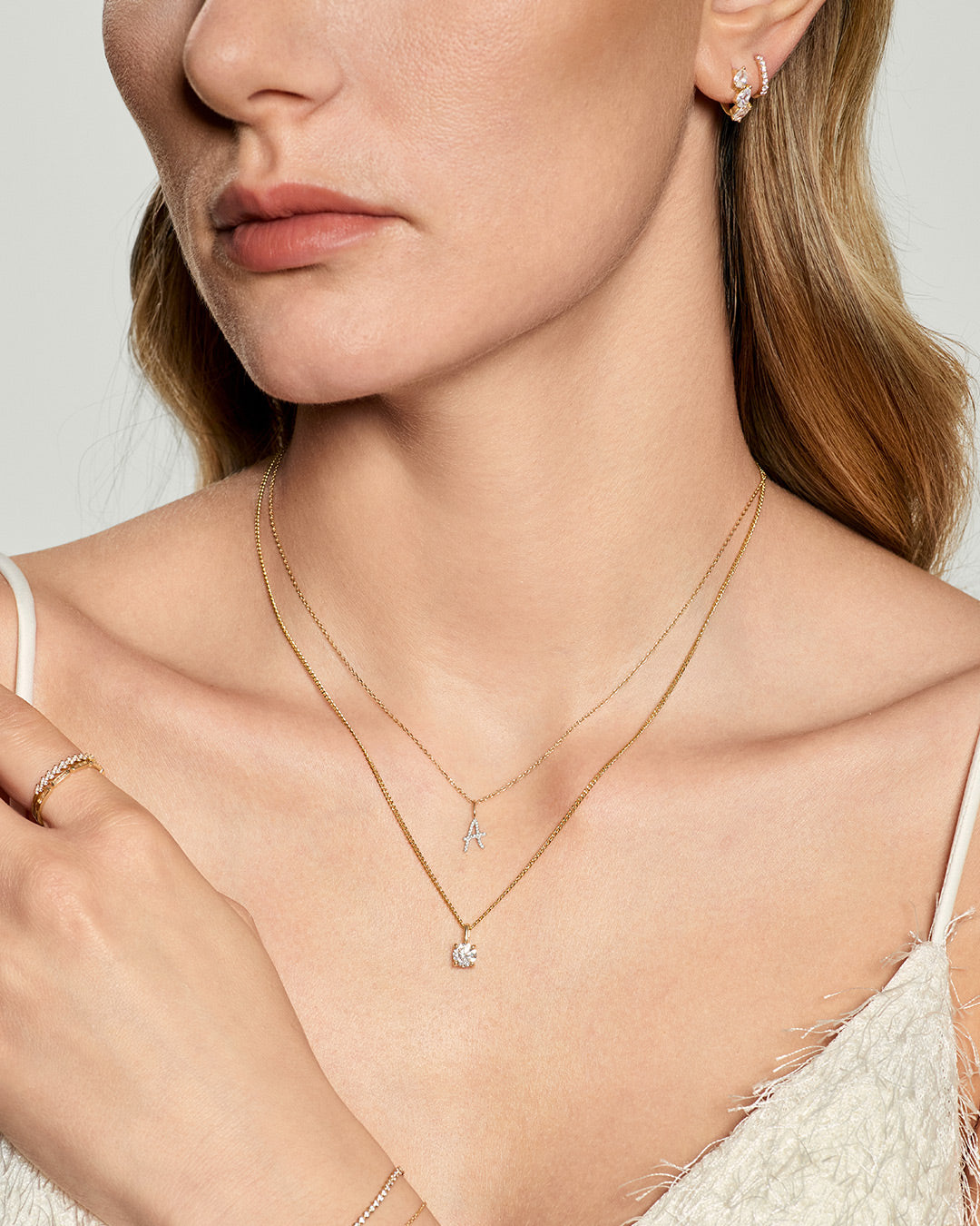 Cursive Letter Pavé Diamond Necklace