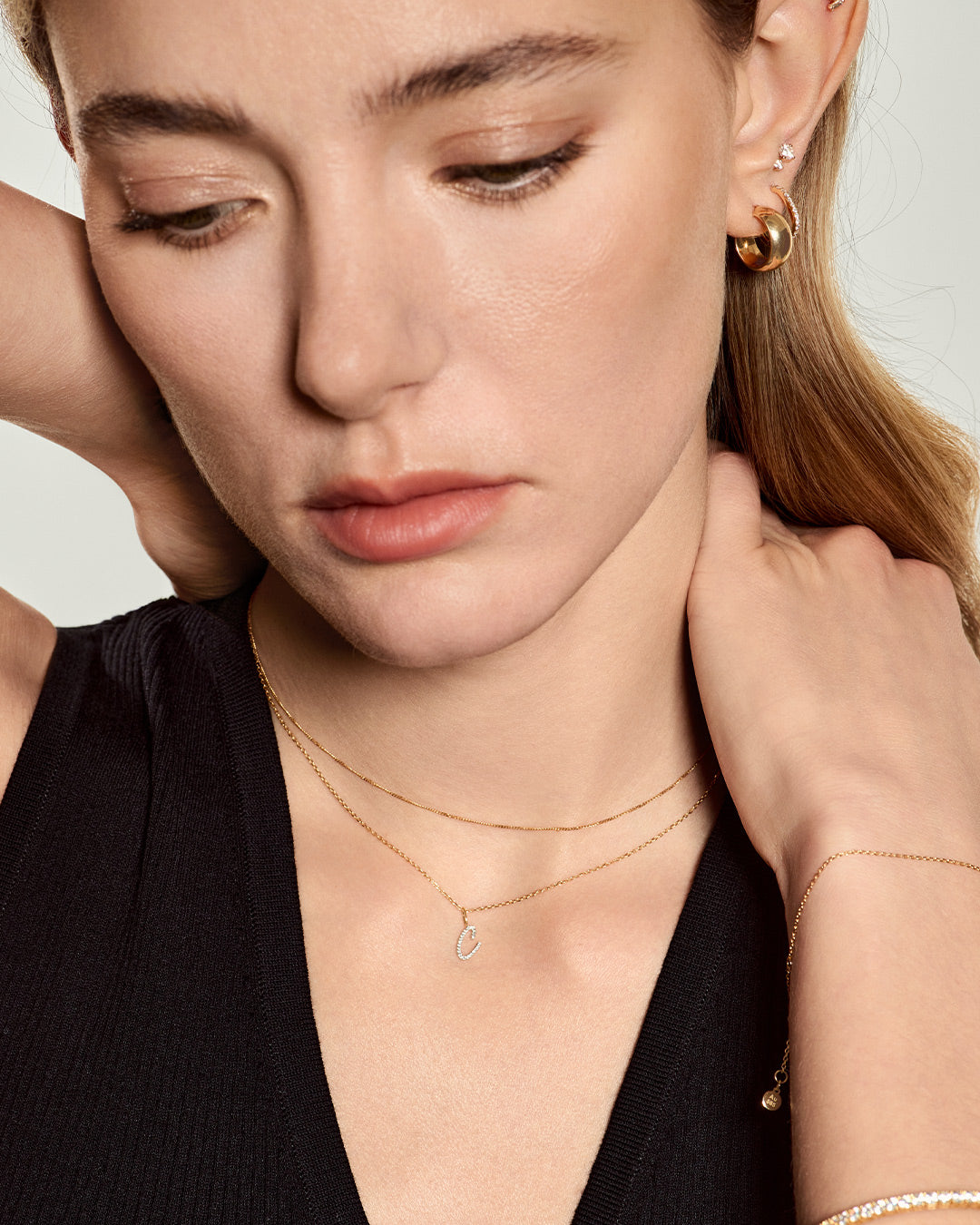 Cursive Letter Pavé Diamond Necklace
