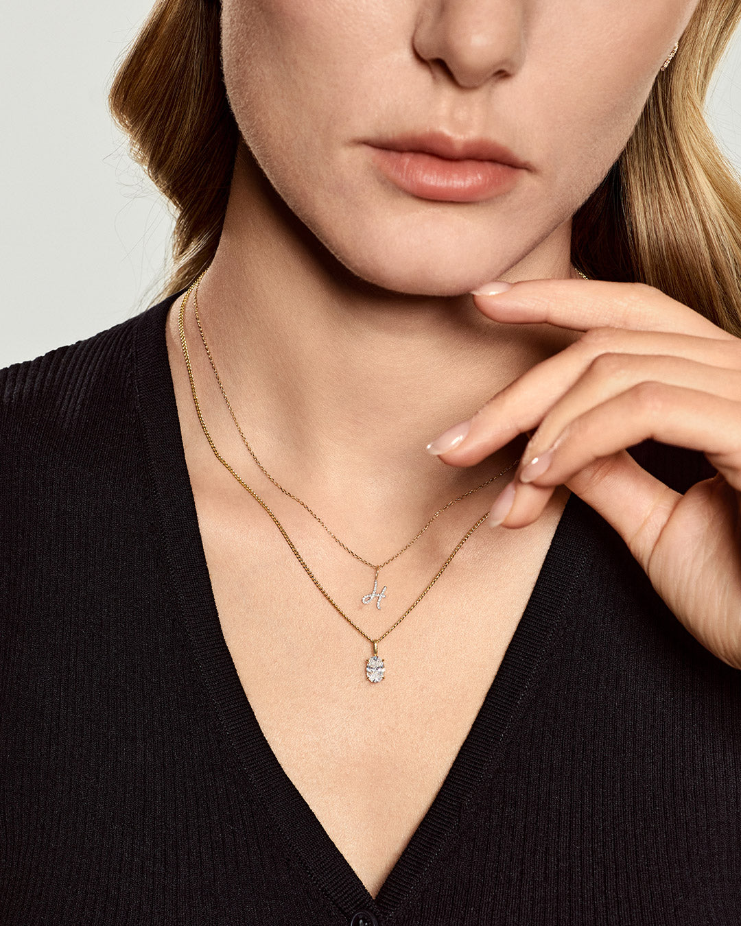Cursive Letter Pavé Diamond Necklace