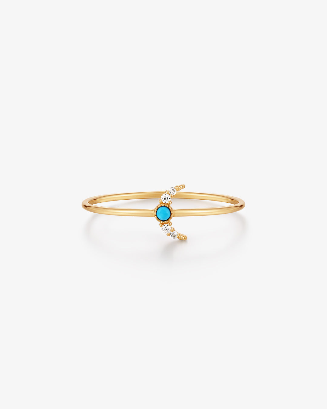 NORA | Turquoise & White Sapphire Crescent Moon Ring