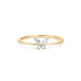 Butterfly-shaped ring in 14K gold with marquise and round lab-grown diamonds, symbolizing transformation and grace