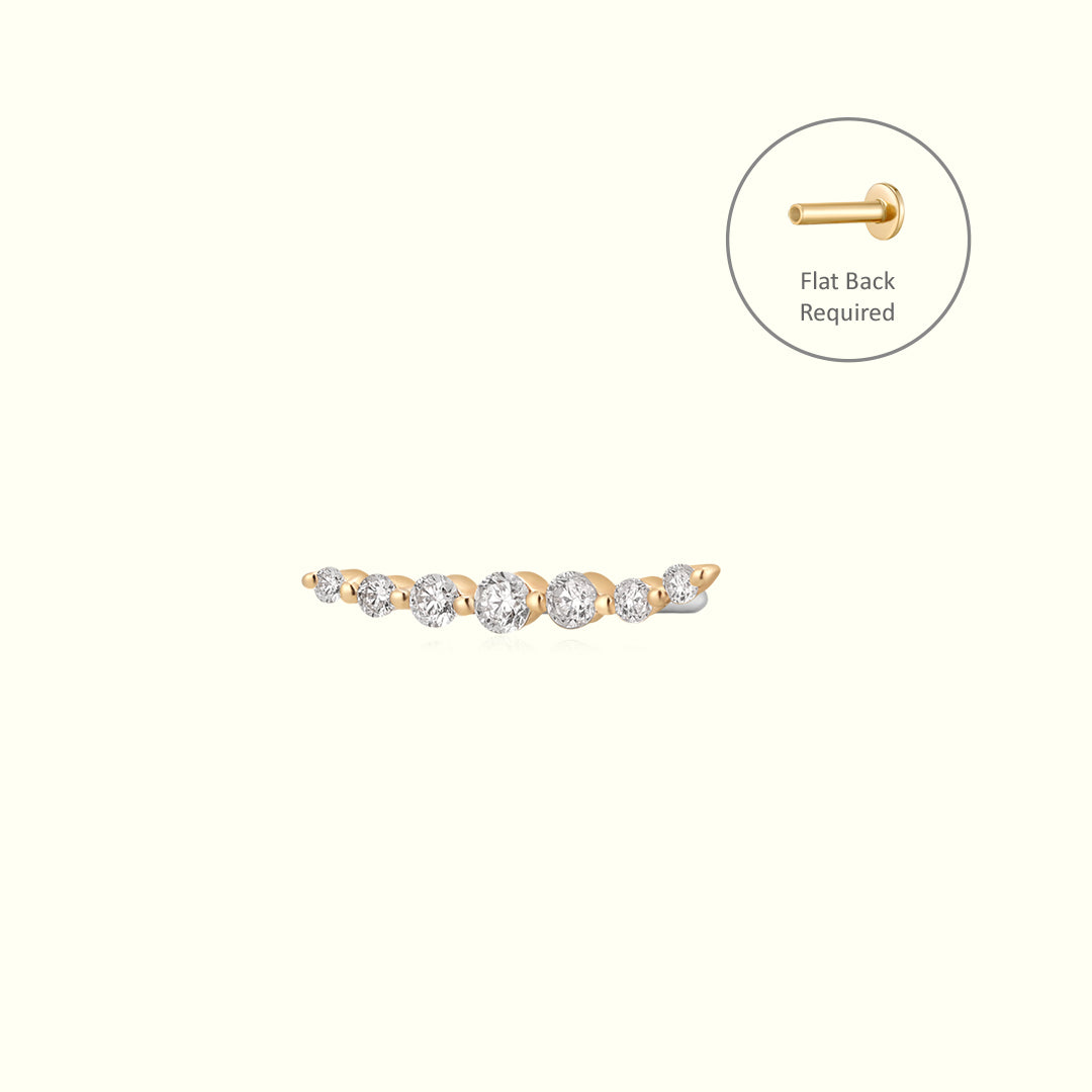 MONICA | Diamond Bar Threadless Flatback Earring