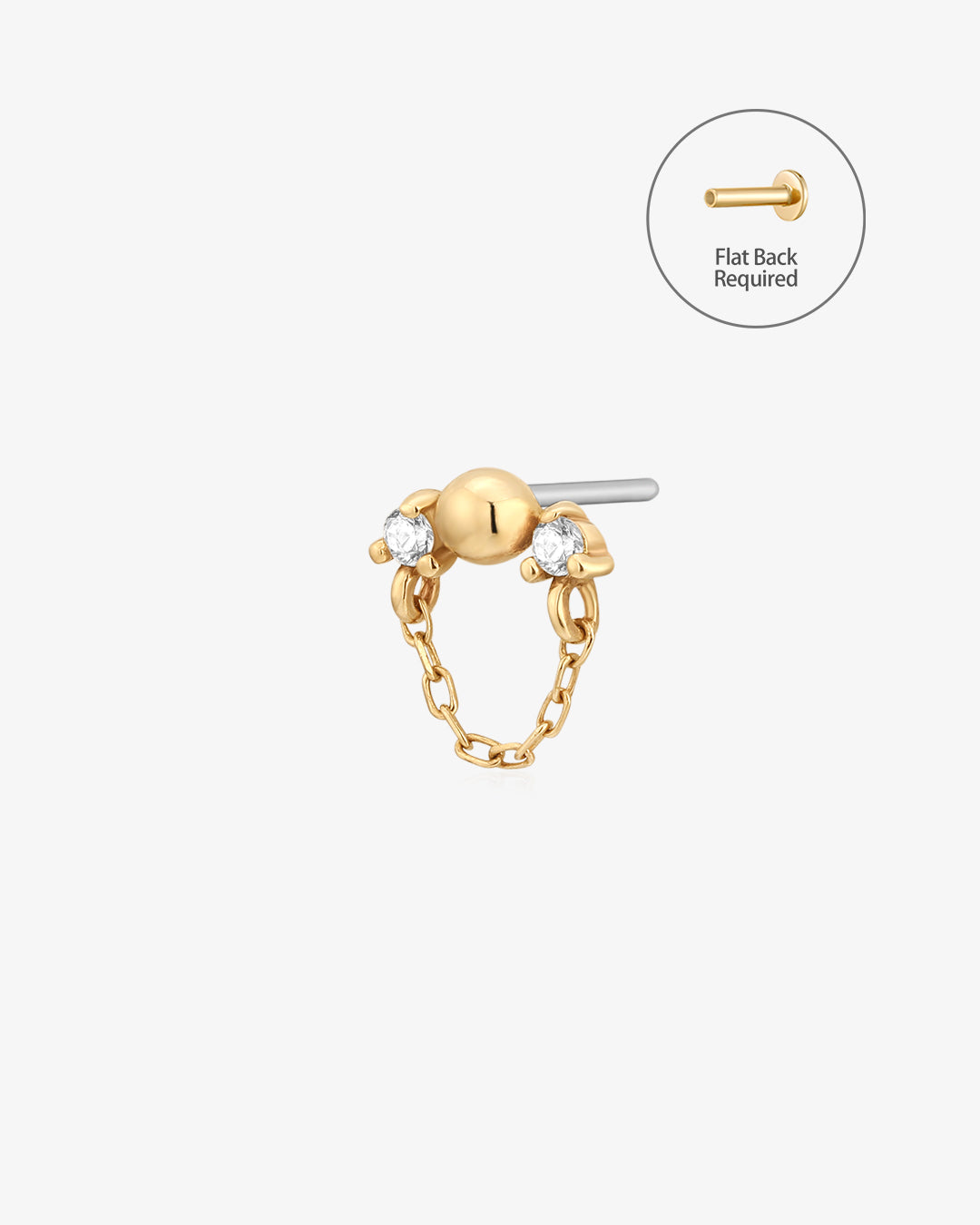 RIPLEY | Lab Grown Diamond Drop Chain Threadless Flatback Earring