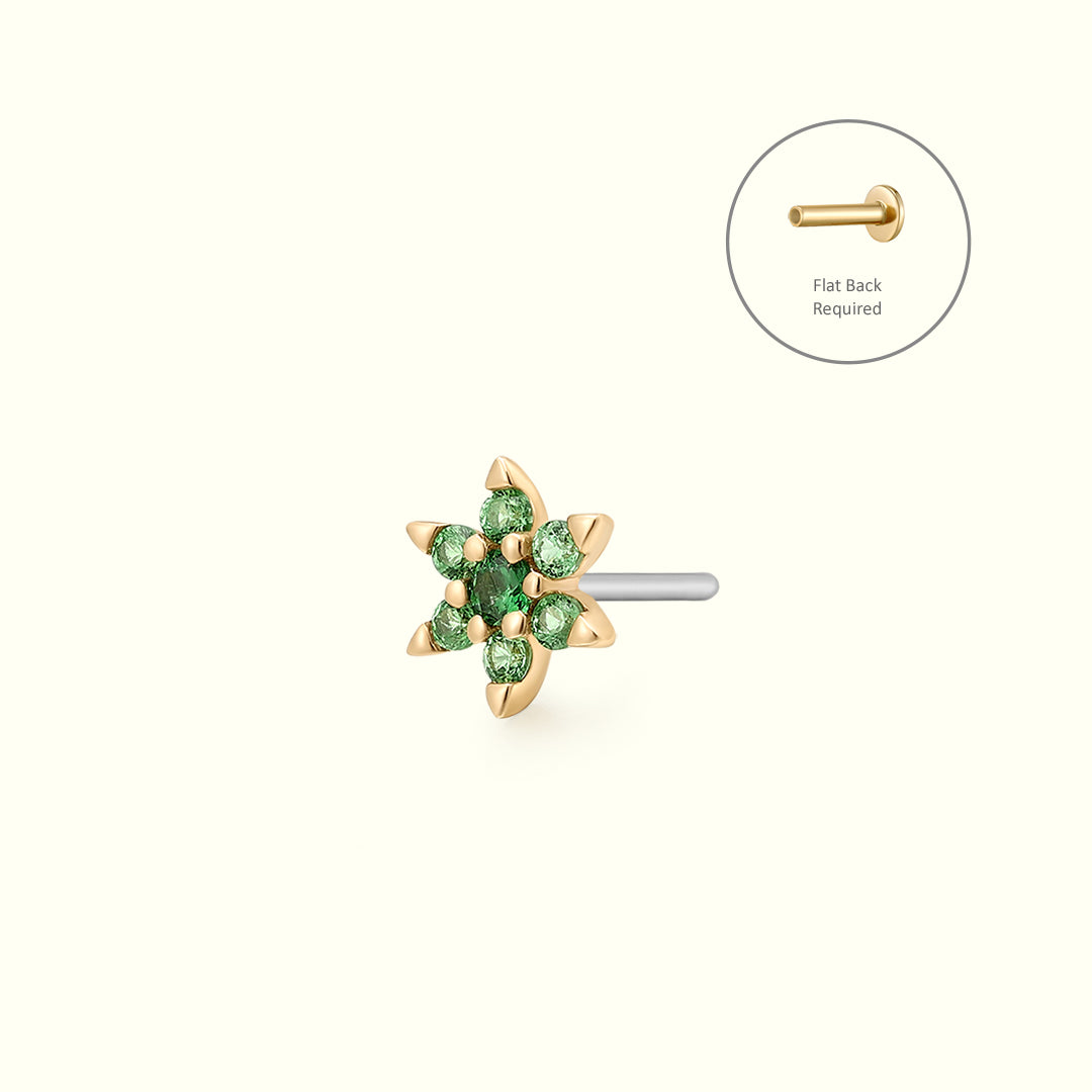 LOTUS | Floral Tsavorite Threadless Flatback Earring