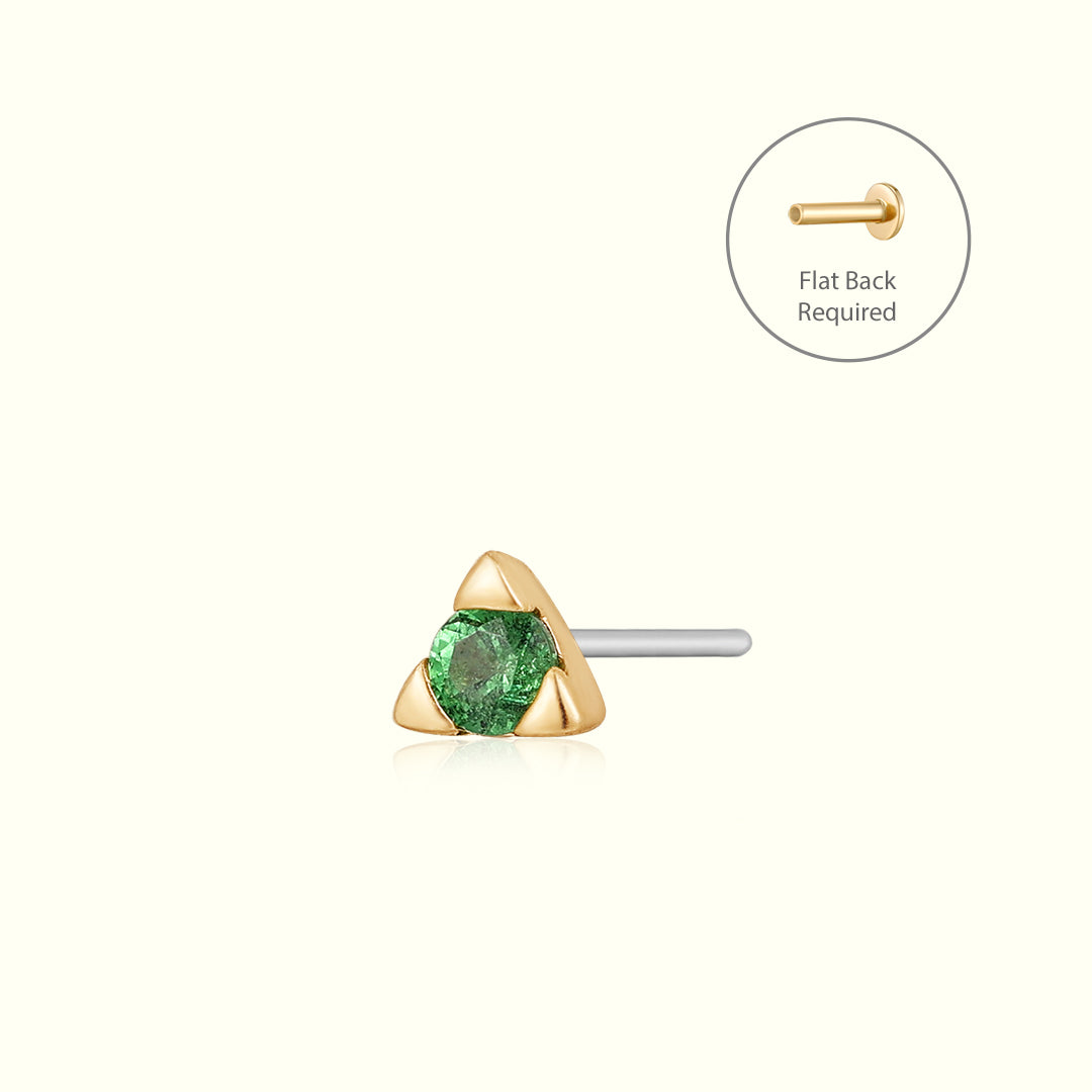 PAZ | Tsavorite Pyramid Threadless Flatback Earring