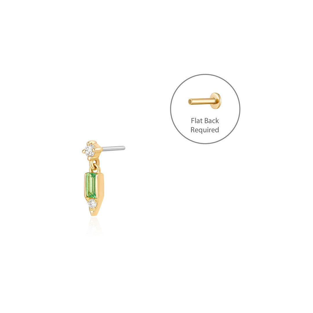 VESPER | Tsavorite and Lab-Grown Diamond Threadless Flatback Earring