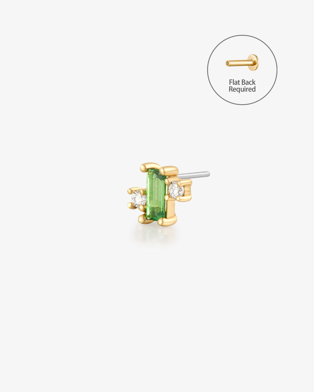 WREN | Tsavorite and Lab Grown Diamond Threadless Flatback Earring