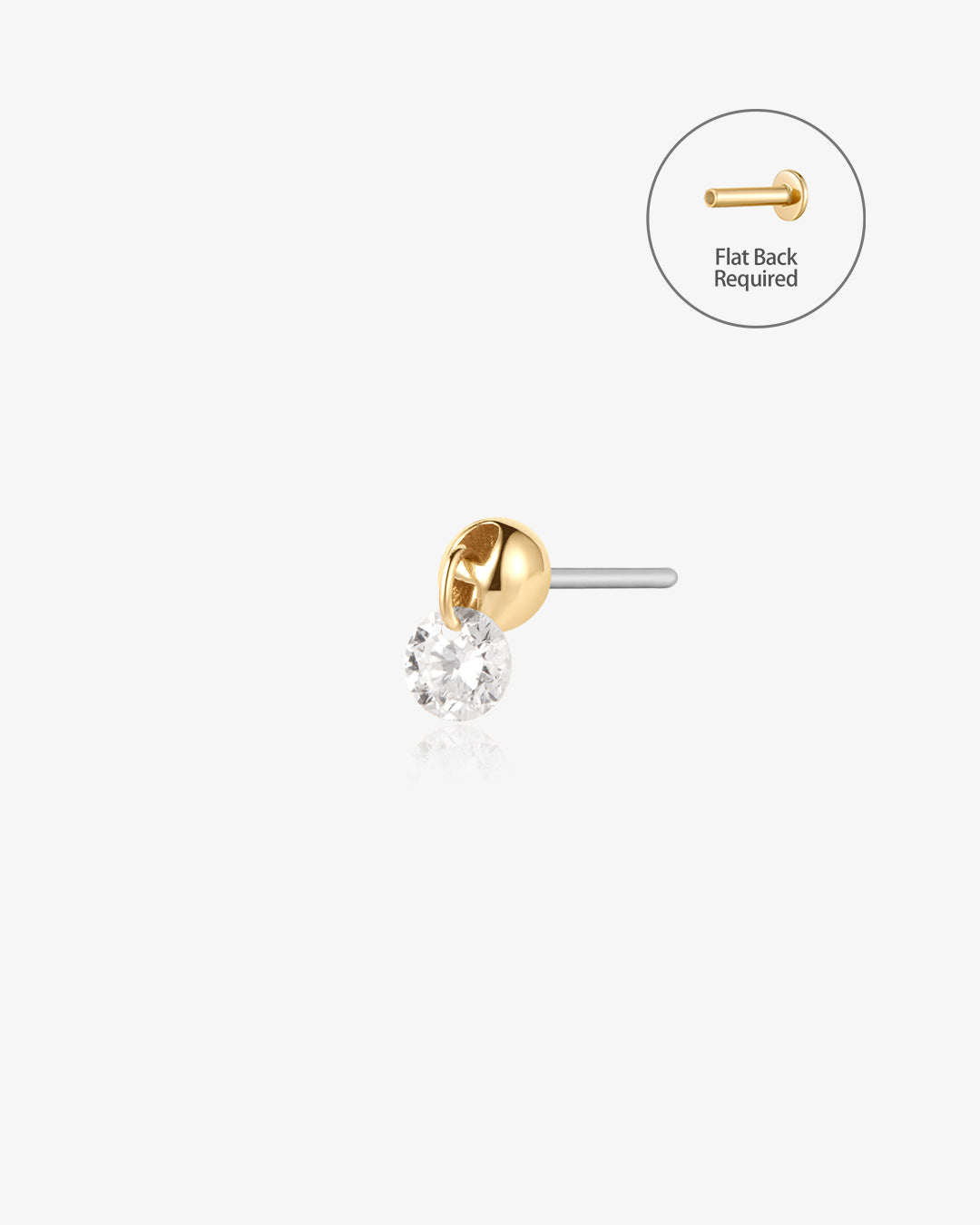 CHEVAL | Single Floating Diamond Threadless Flatback Earring