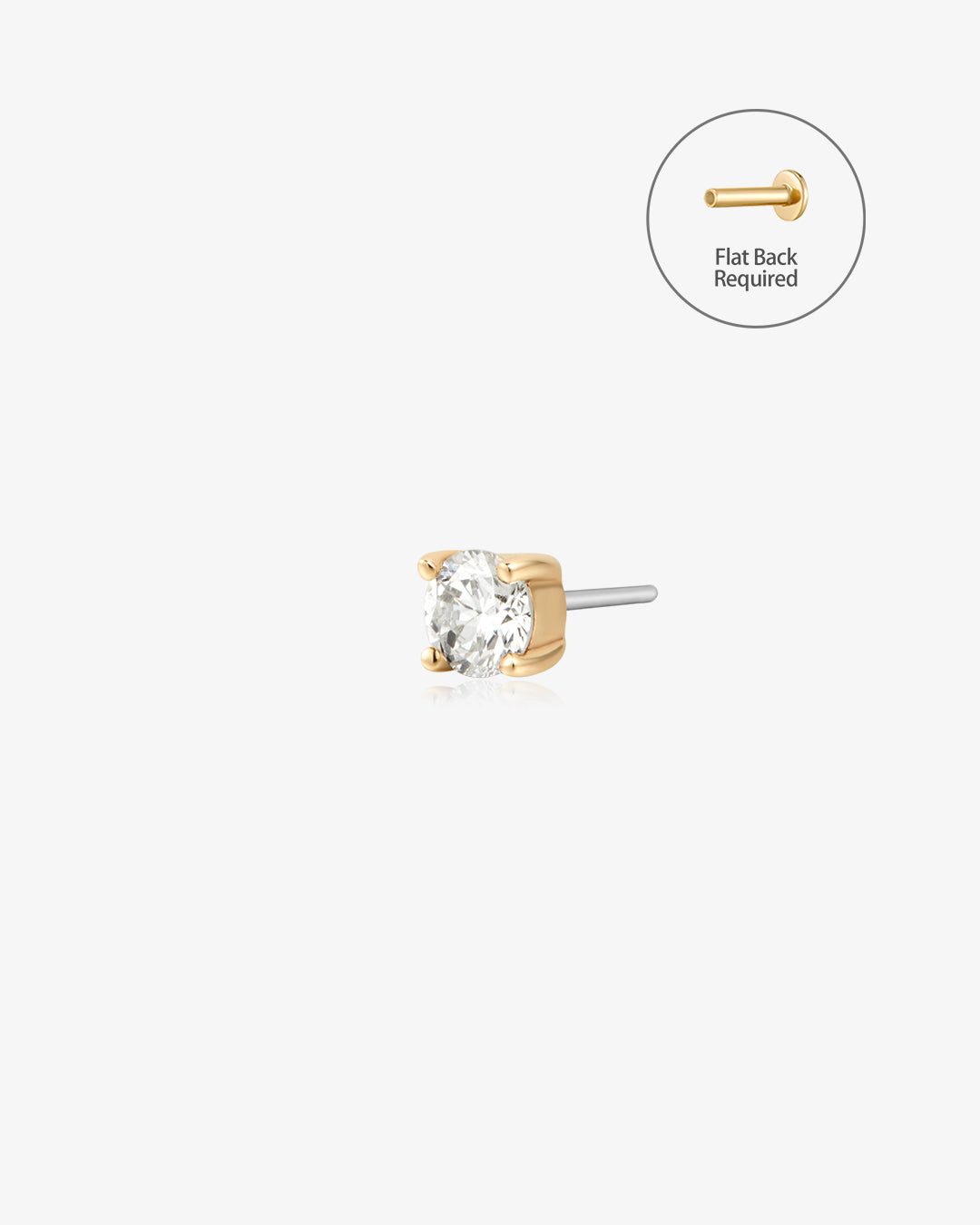 REESE | Lab Grown Diamond Threadless Flatback Earring