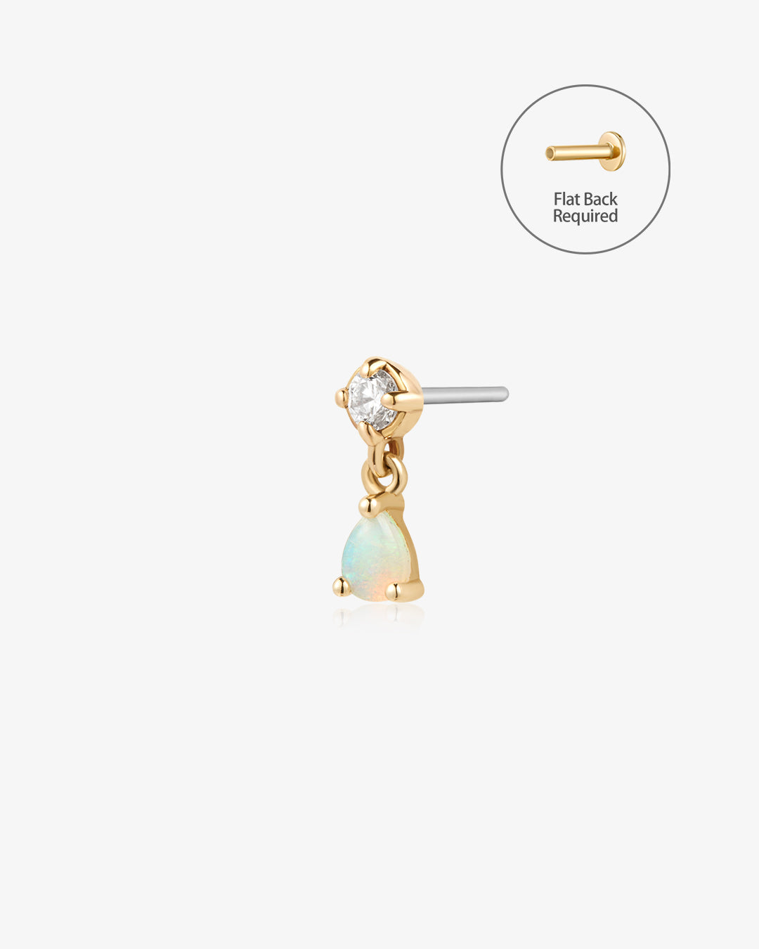 KAITLYN | Opal and Lab Grown Diamond Threadless Flatback Earring
