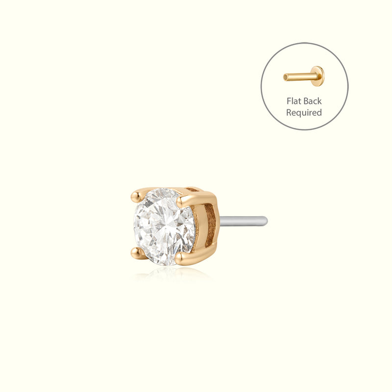 REESE | Lab Grown Diamond Threadless Flatback Earring