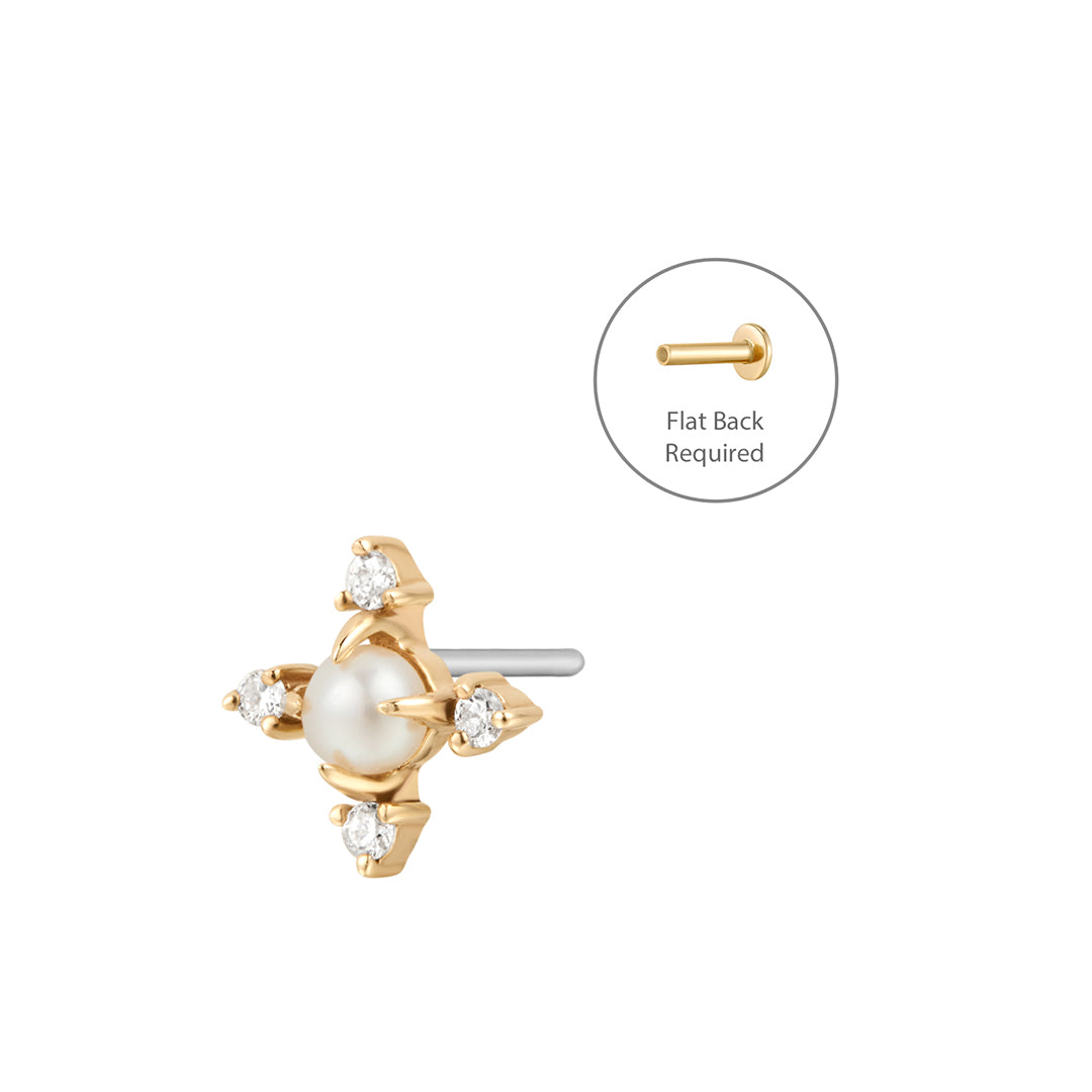 MABEL | Pearl 4-Points Threadless Flatback Earring