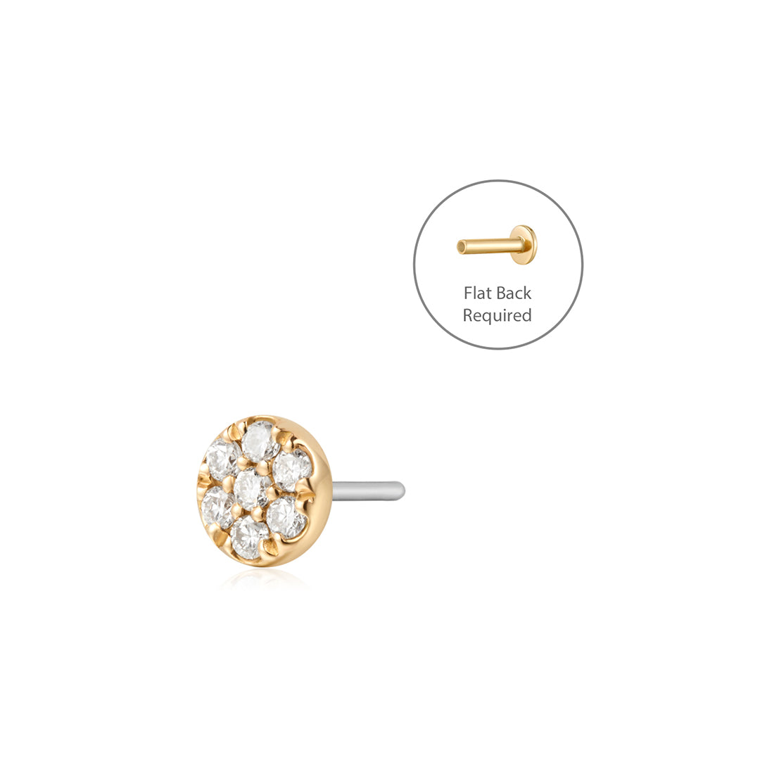 HARLEE | Pave Lab Grown Diamond Threadless Flatback Earring
