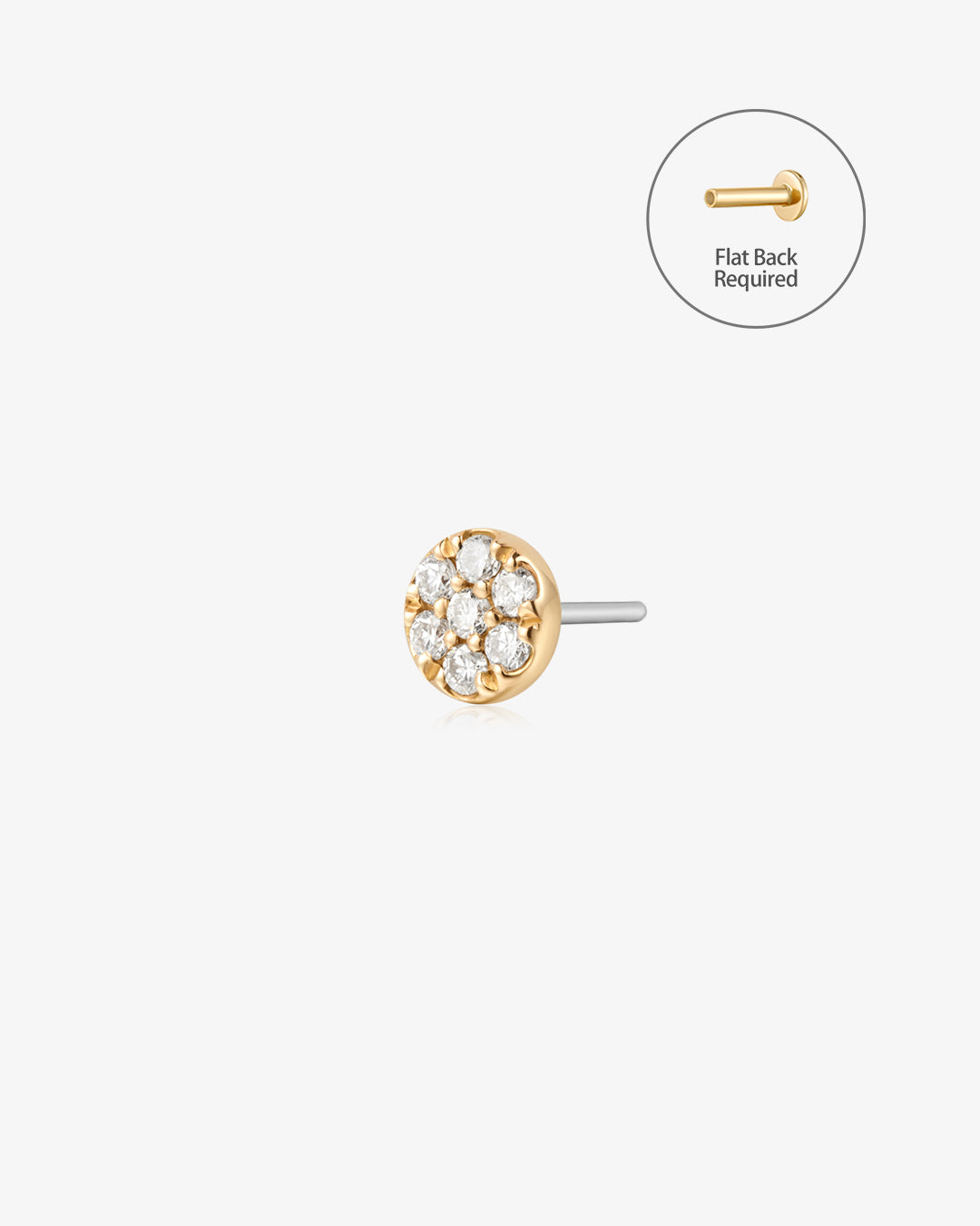 HARLEE | Pave Lab Grown Diamond Threadless Flatback Earring