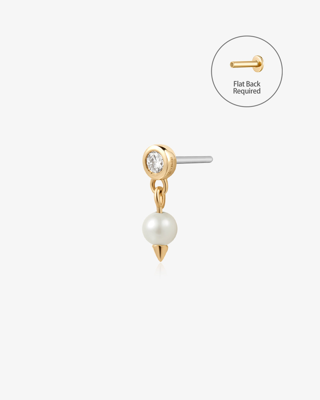 CHAR | Pearl and Lab Grown Diamond Threadless Flatback Earring