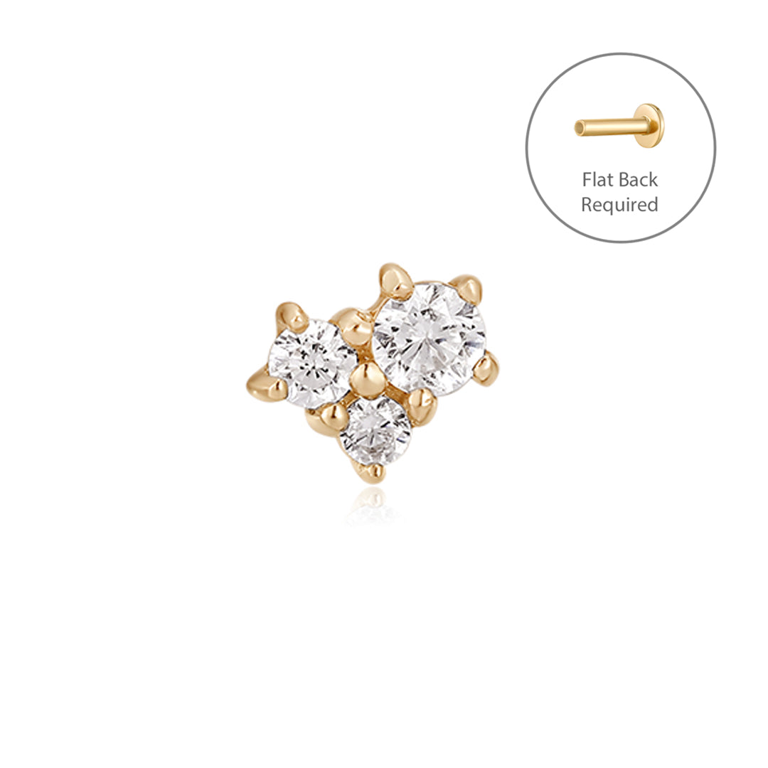 GRACIE | Natural Diamond Threadless Flatback Earring
