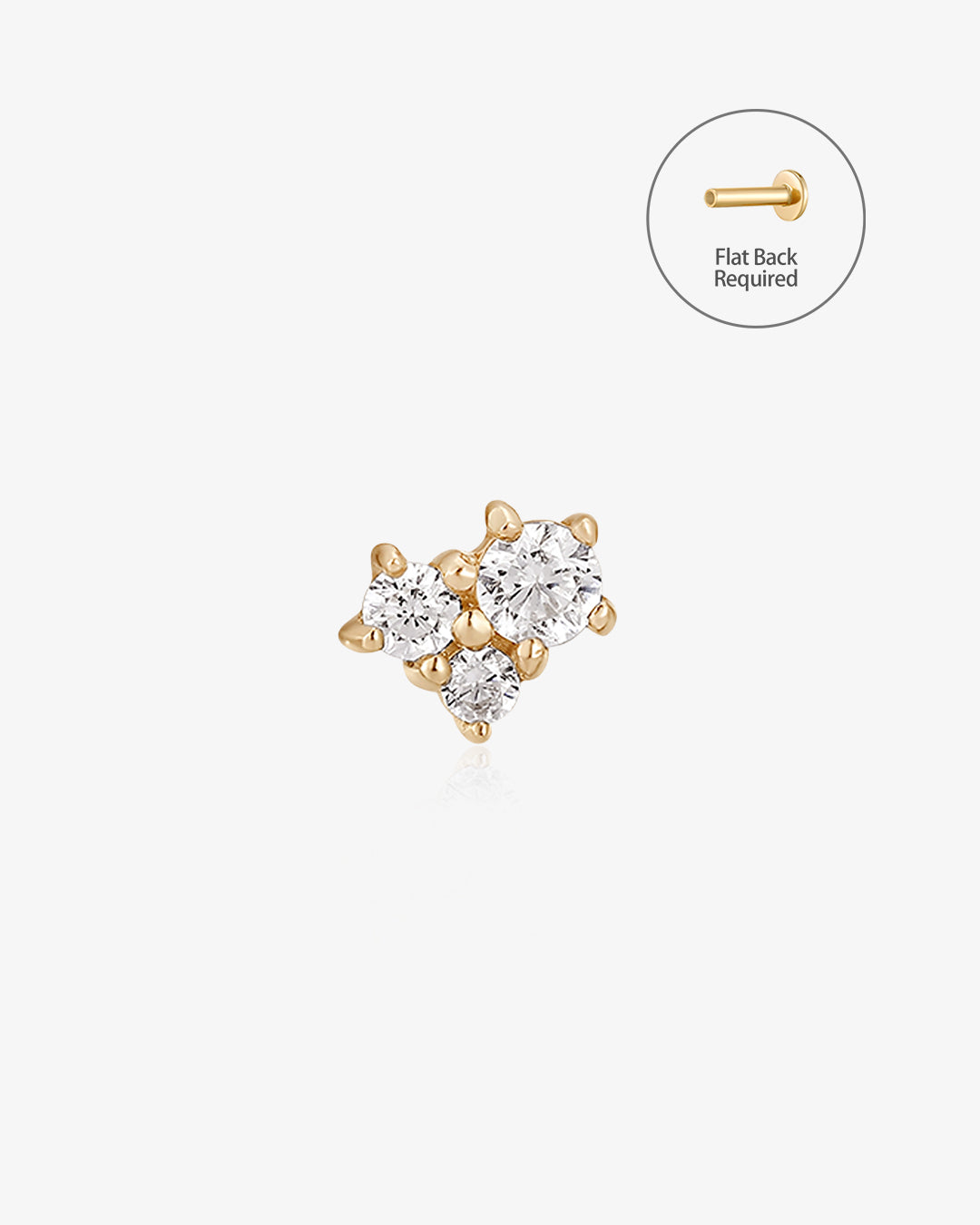 GRACIE | Natural Diamond Threadless Flatback Earring