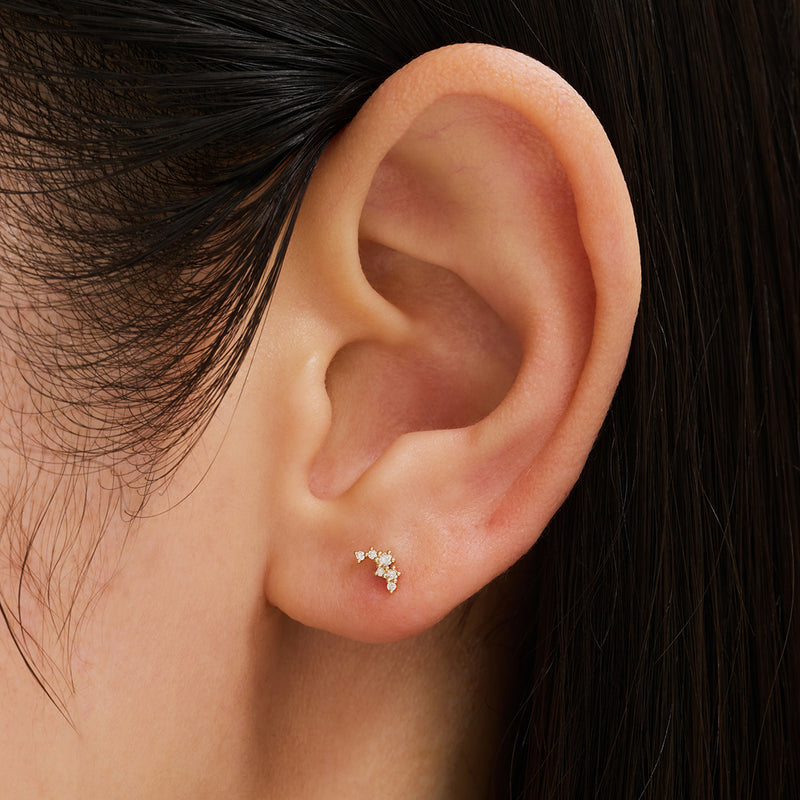 CHERYL | Natural Diamond Threadless Flatback Earring