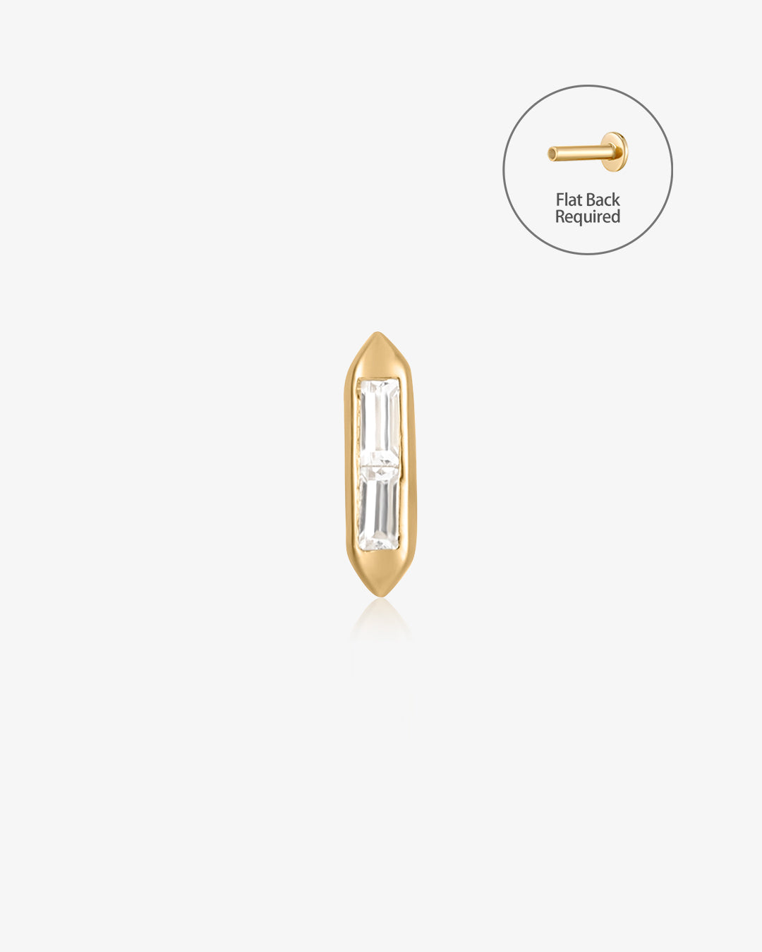SYDNEY | Baguette White Sapphire Threadless Flatback Earring