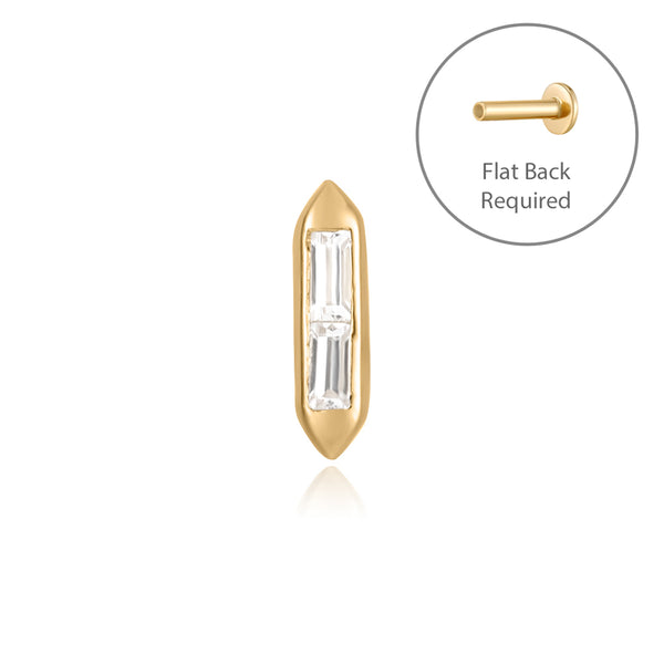 SYDNEY | Baguette White Sapphire Threadless Flatback Earring