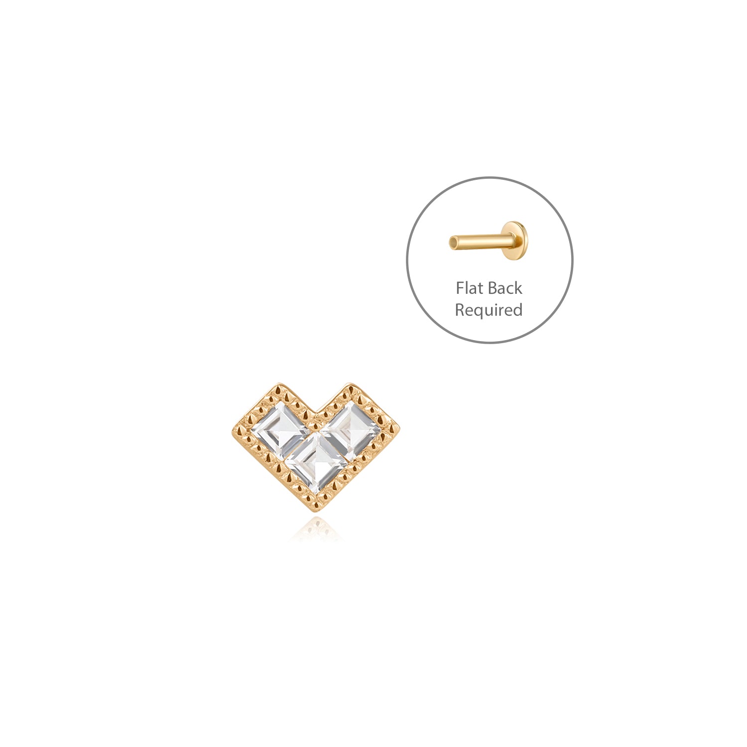 GENEVA | Triple White Sapphire Threadless Flatback Earring