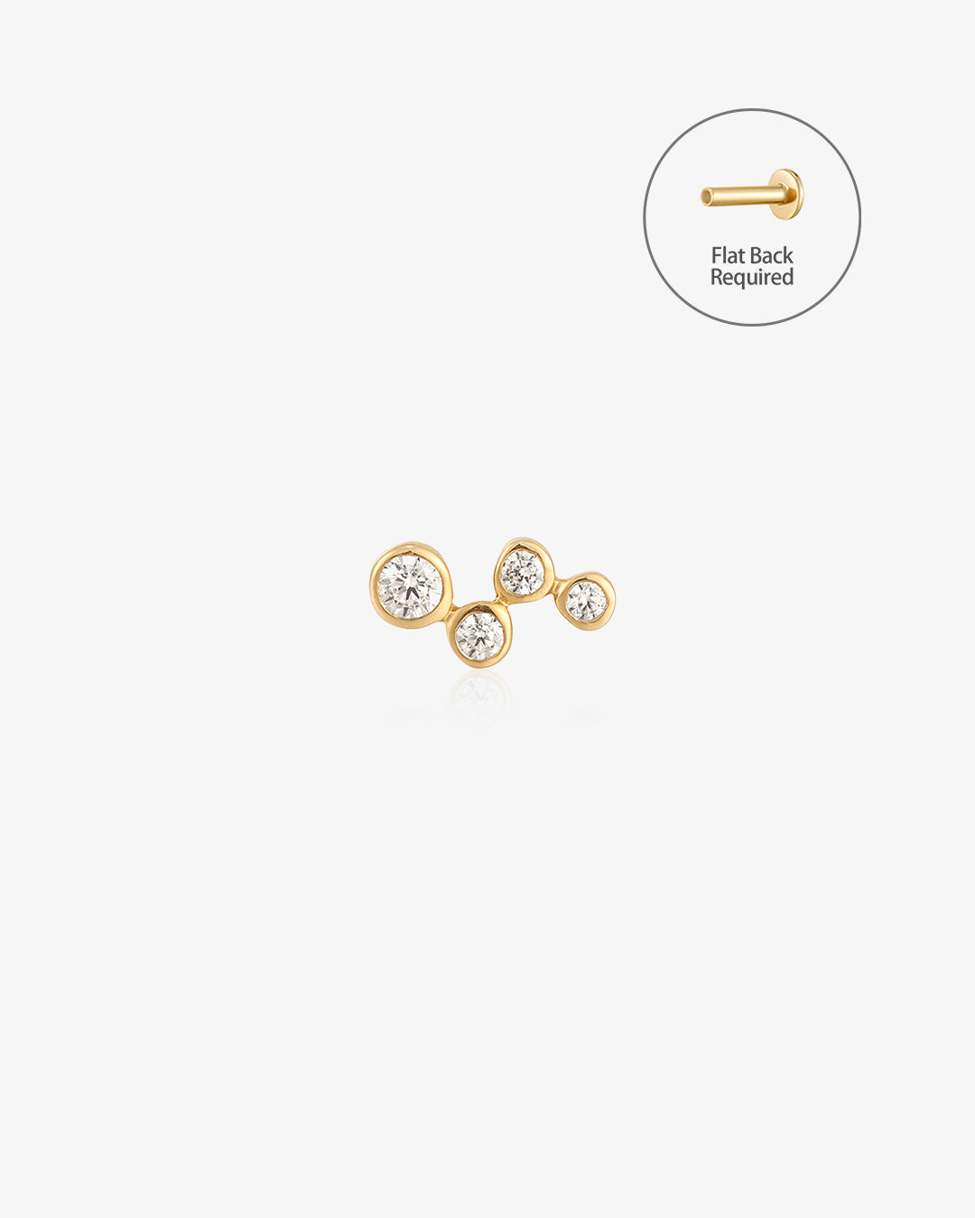 SALLY | Natural Diamond Small Wave Threadless Flatback Earring