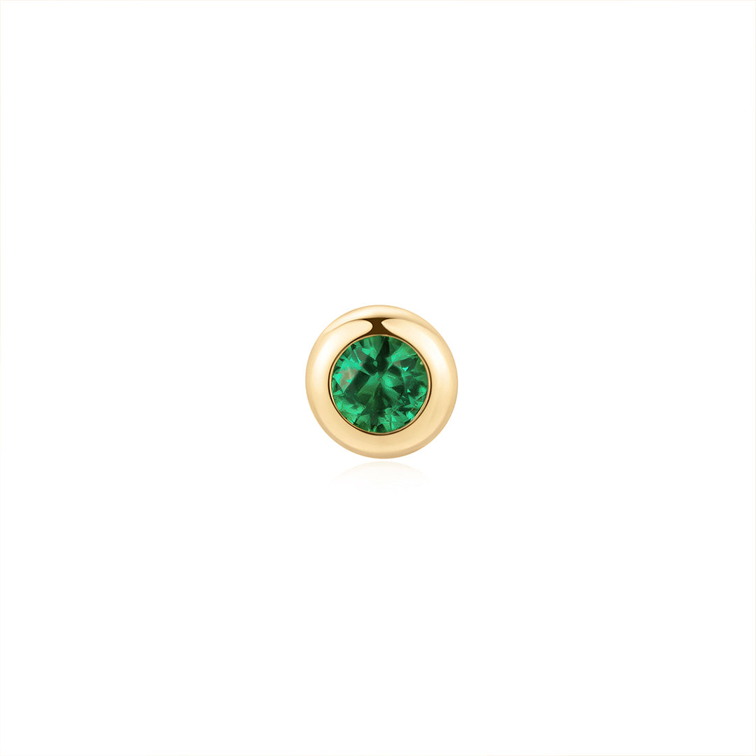 SHALOM | Lab Grown Emerald Threadless Flatback Earring