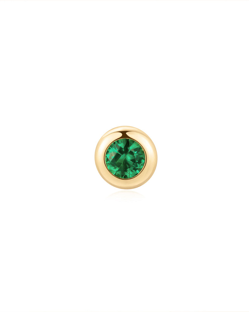 SHALOM | Lab Grown Emerald Threadless Flatback Earring