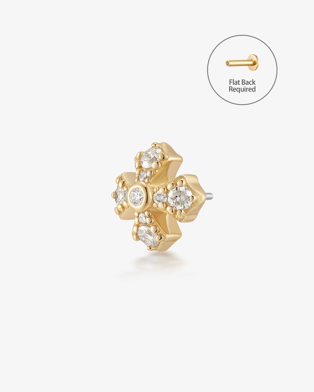 FOXY | Lab Grown Diamond Fancy Cross Threadless Flatback Earring