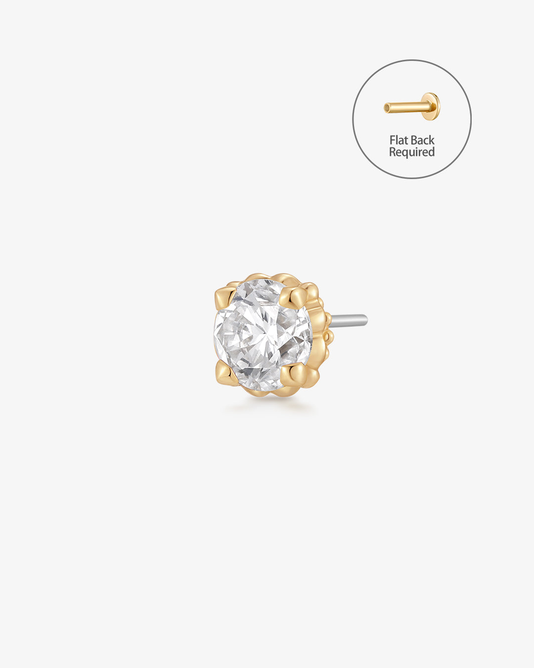 REMY | Lab Grown Diamond Accented Threadless Flatback Earring