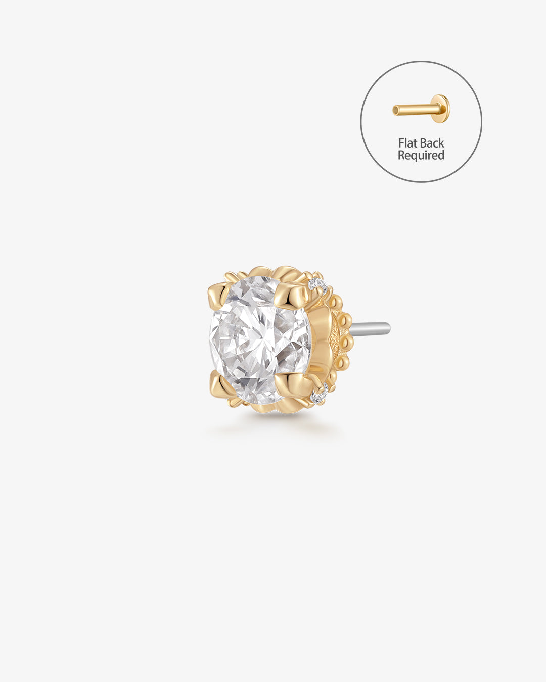 REMY | Lab Grown Diamond Accented Threadless Flatback Earring