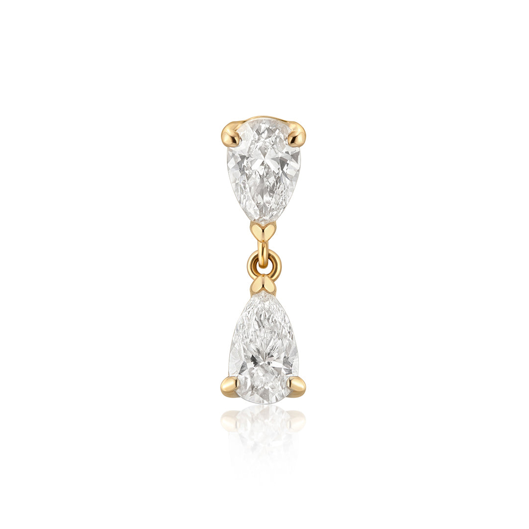 HERMIONE | Double Pear Lab Grown Diamond Threadless Flatback Earring